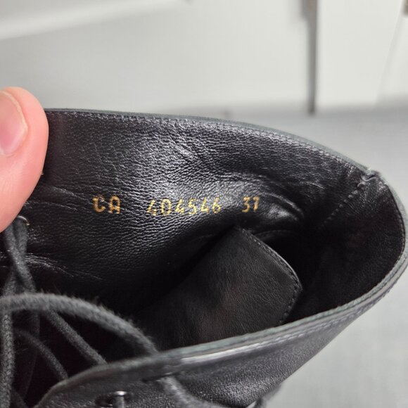 Saint Laurent Loulou Black Leather Lace-Up Ankle Boots EU 37 - YSL - with COA - Picture 12 of 13